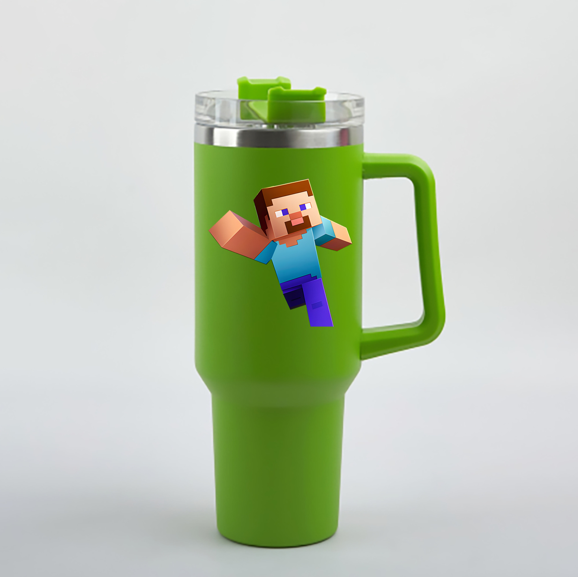 （画像用） マインクラフト ブロックの世界 Minecraft MC Block world 1200mL車用タンブラー - クリスタルステッカー（プラスチックストロー付き）